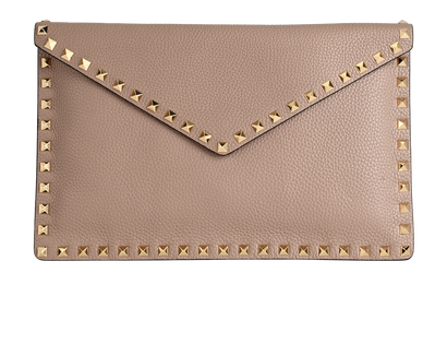 Valentino Rockstud Envelope Clutch, &pound;275, Accessories, Pink, Leather, Front view